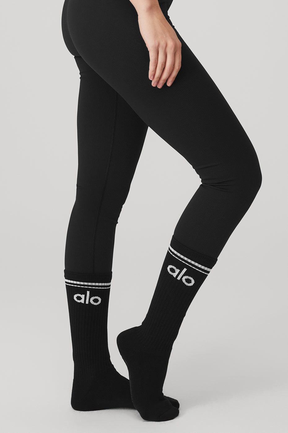 Women's Throwback Barre Sock - Black/White - Image 3
