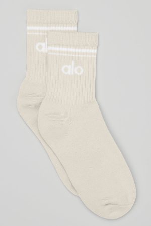 Unisex Half-Crew Throwback Sock - Bone/White