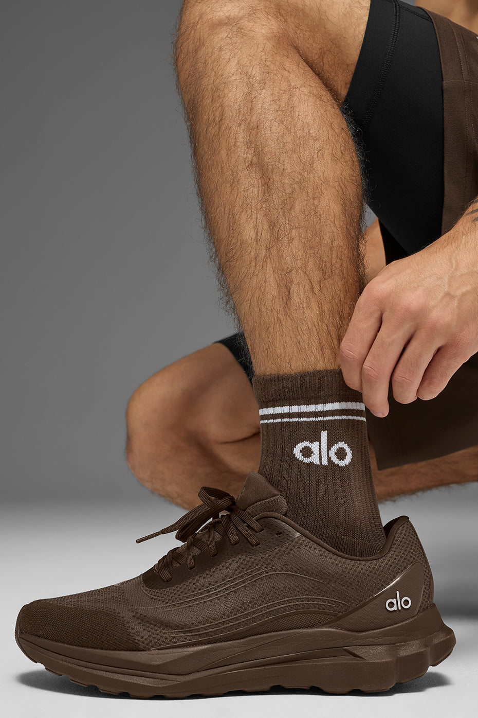 Unisex Half-Crew Throwback Sock - Espresso/White - Image 2