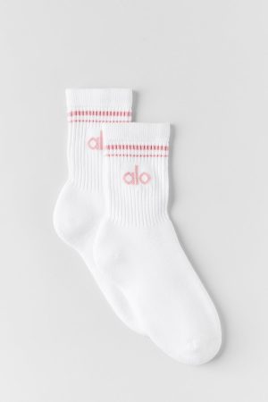 Unisex Half-Crew Throwback Sock - White/Vintage Pink