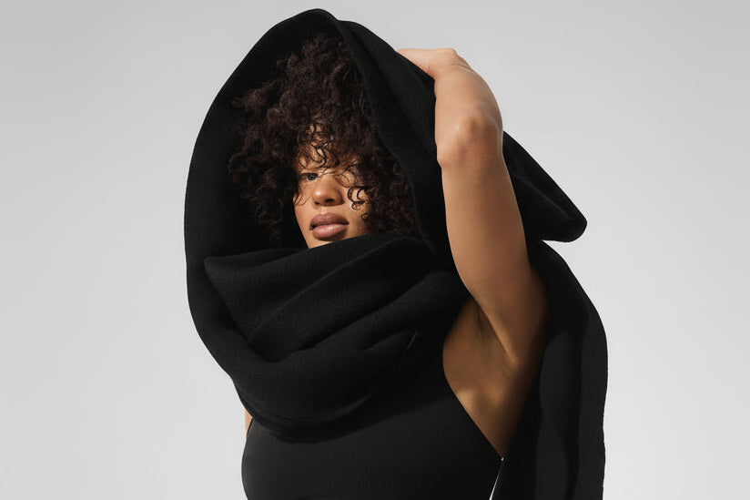 Merino Wool Oversized Scarf - Black - Image 3