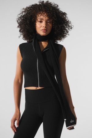 Cashmere Light Frosted Scarf - Black/Ivory