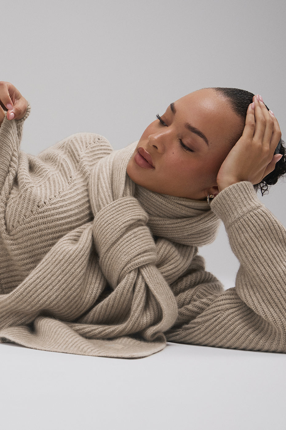 Courchevel Cashmere Scarf - Flax Heather - Image 2