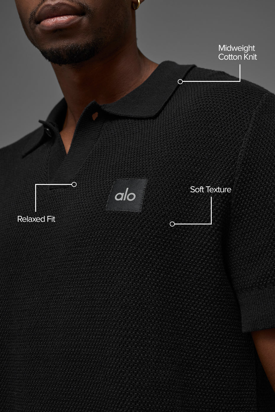 Sports Club Sweater Knit Polo - Black - Image 2