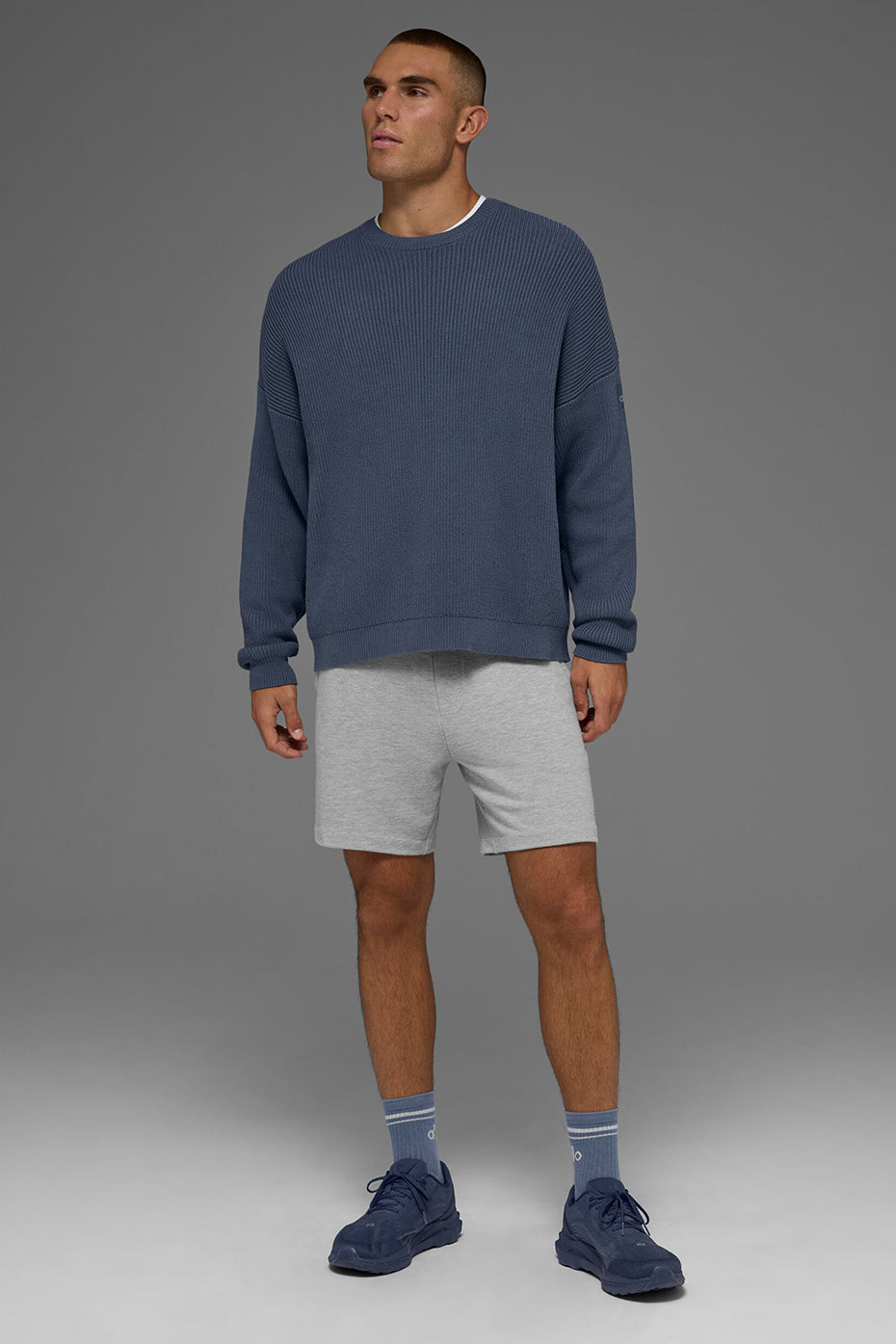 Domain Rib Knit Crew Sweater - Bluestone - Image 6