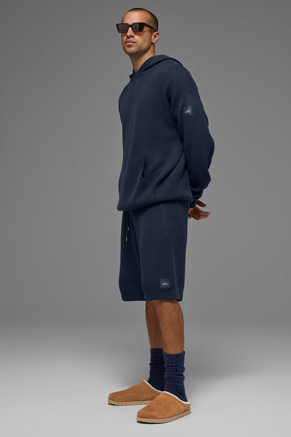 Sports Club Sweater Knit Hoodie - Navy - Image 5