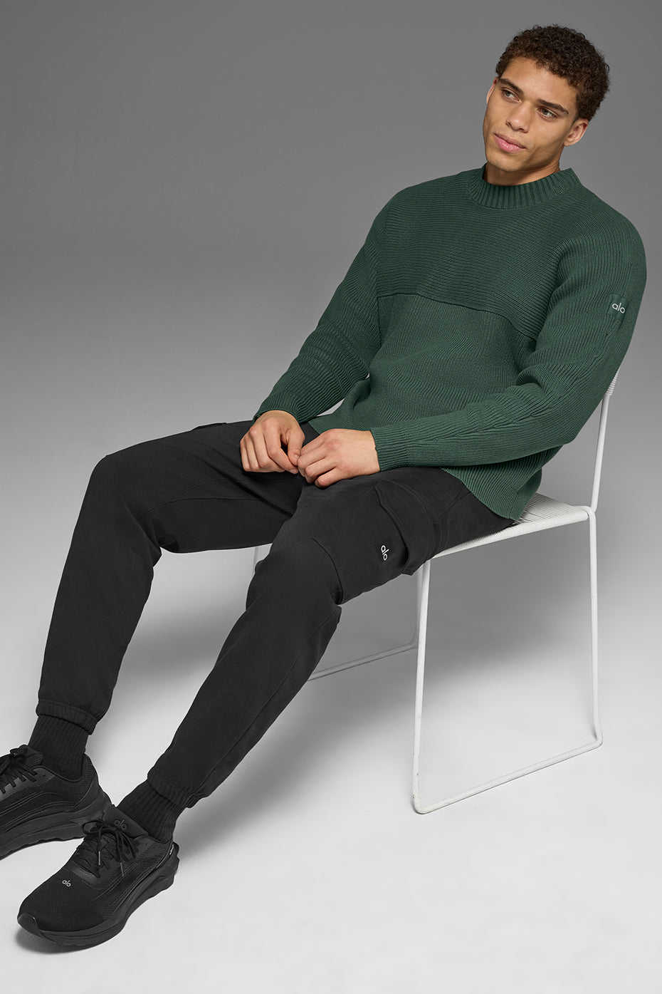 Domain Shift Rib Knit Sweater Crew - Clover Green - Image 5