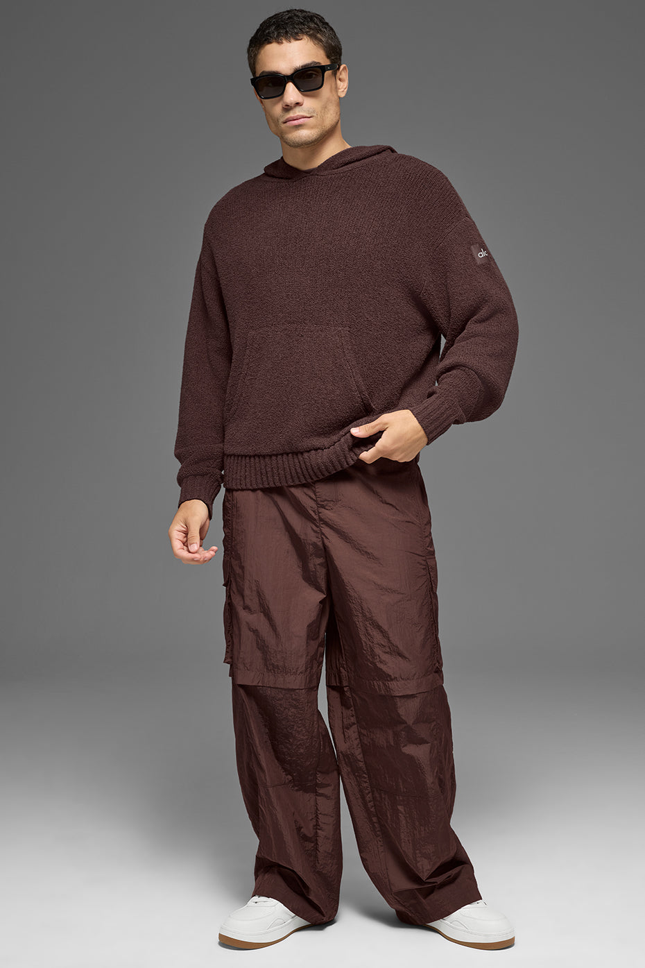 Textured Knit Hoodie - Brownstone - Image 4
