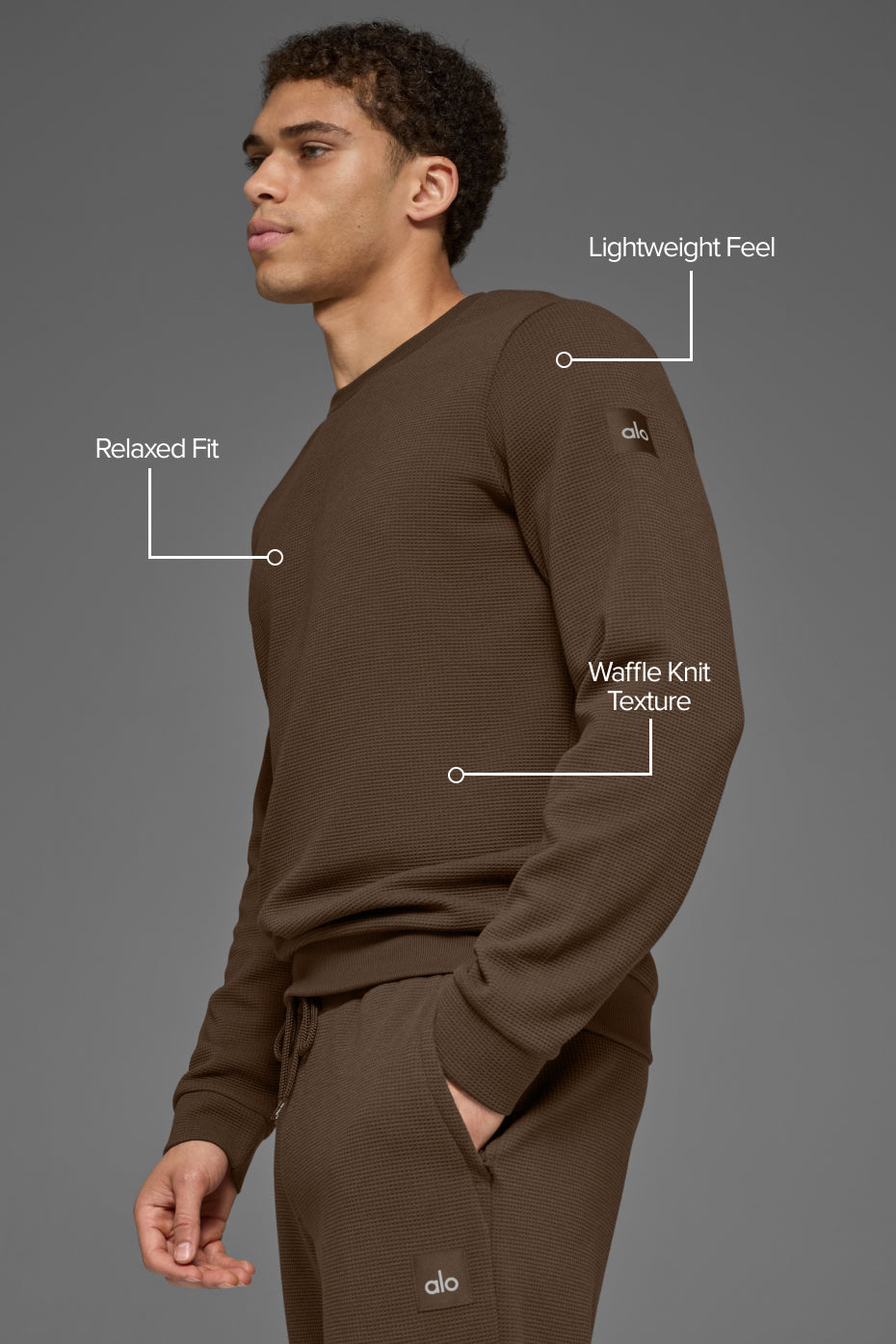 Waffle Lounge Long Sleeve Crew - Espresso - Image 2