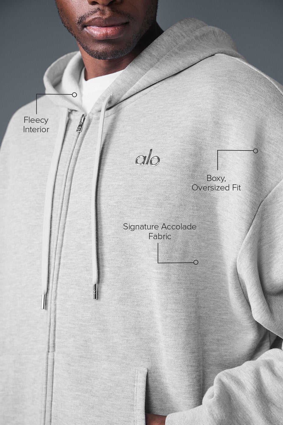 Accolade Full Zip Hoodie - Athletic Heather Grey - Image 2