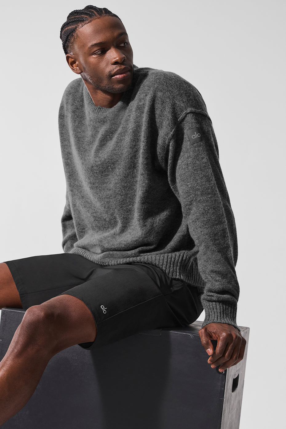 Unisex Wool?Cashmere New Class Crewneck Sweater - Platinum Grey - Image 5