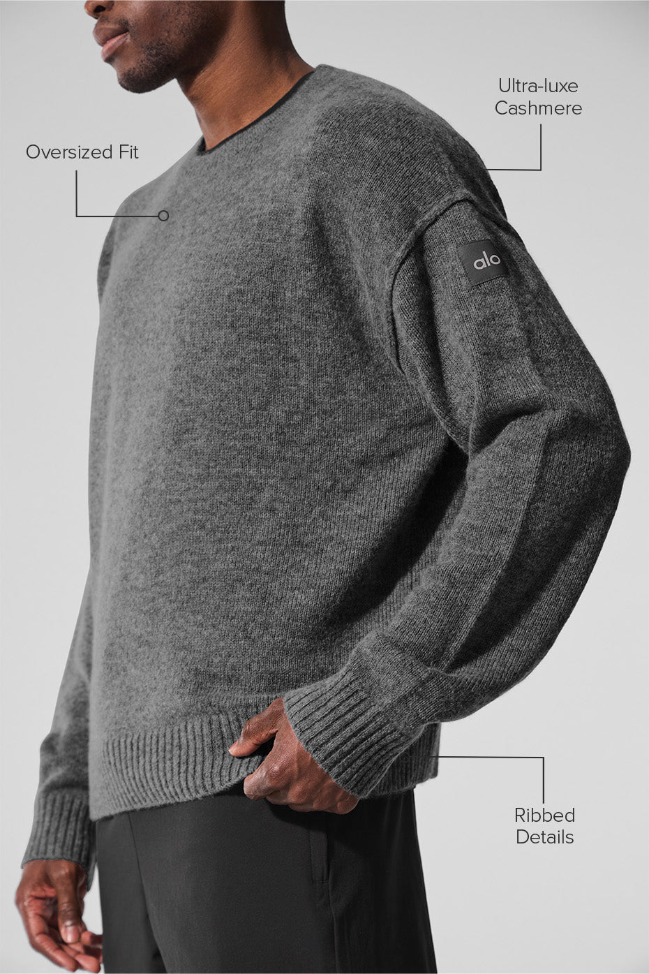 Unisex Wool?Cashmere New Class Crewneck Sweater - Platinum Grey - Image 2