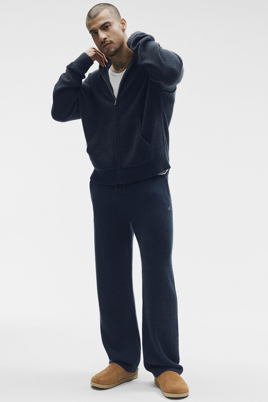 Wool Cashmere New Class Full Zip Hoodie - Navy - Image 5