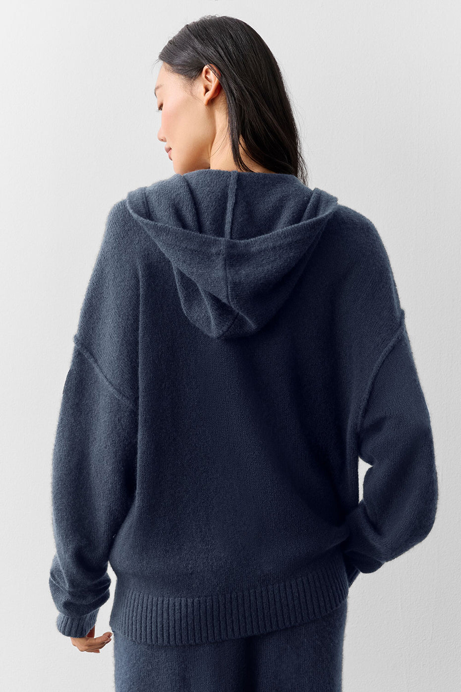 Wool Cashmere New Class Full Zip Hoodie - Navy - Image 3