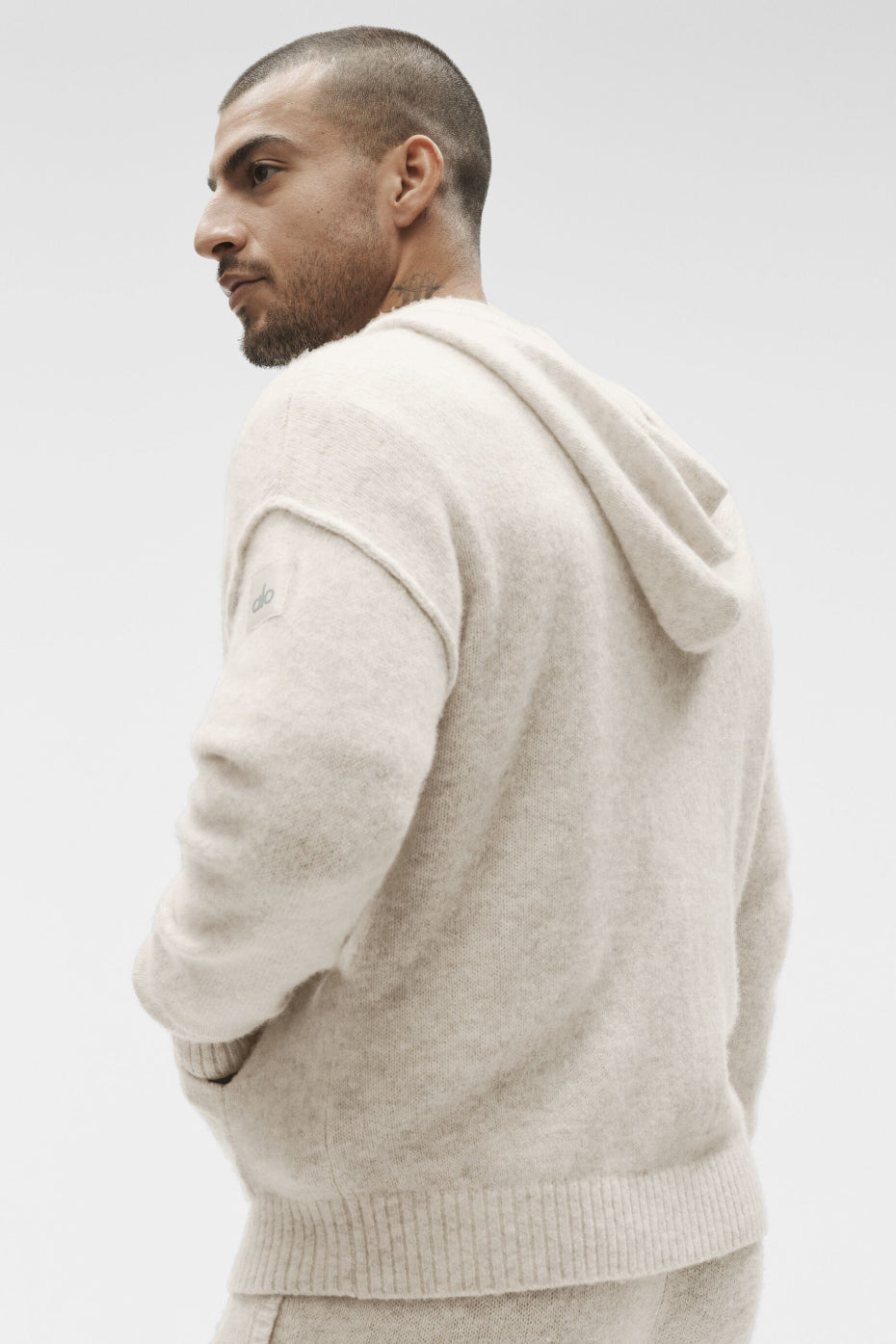 Wool Cashmere New Class Full Zip Hoodie - Oatmeal Heather - Image 4