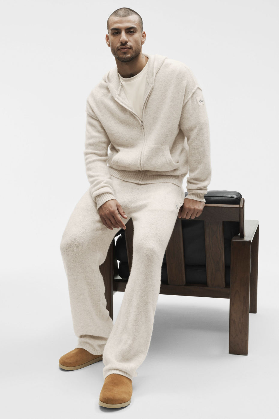 Wool Cashmere New Class Full Zip Hoodie - Oatmeal Heather - Image 6