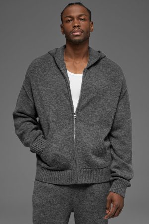 Wool Cashmere New Class Full Zip Hoodie - Platinum Grey