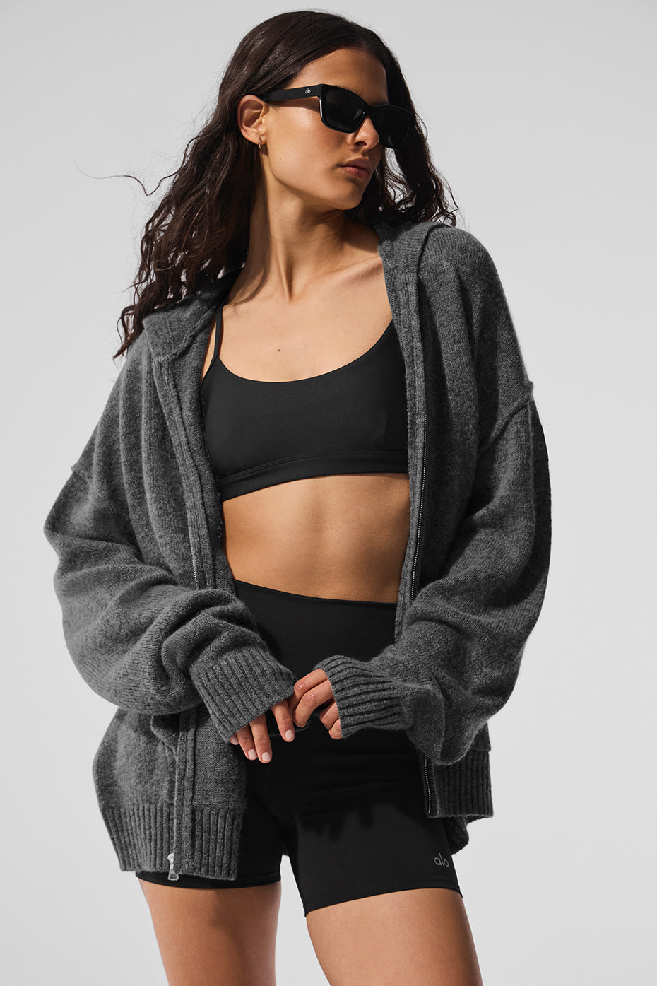Wool?Cashmere New Class Full Zip Hoodie - Platinum Grey - Image 5