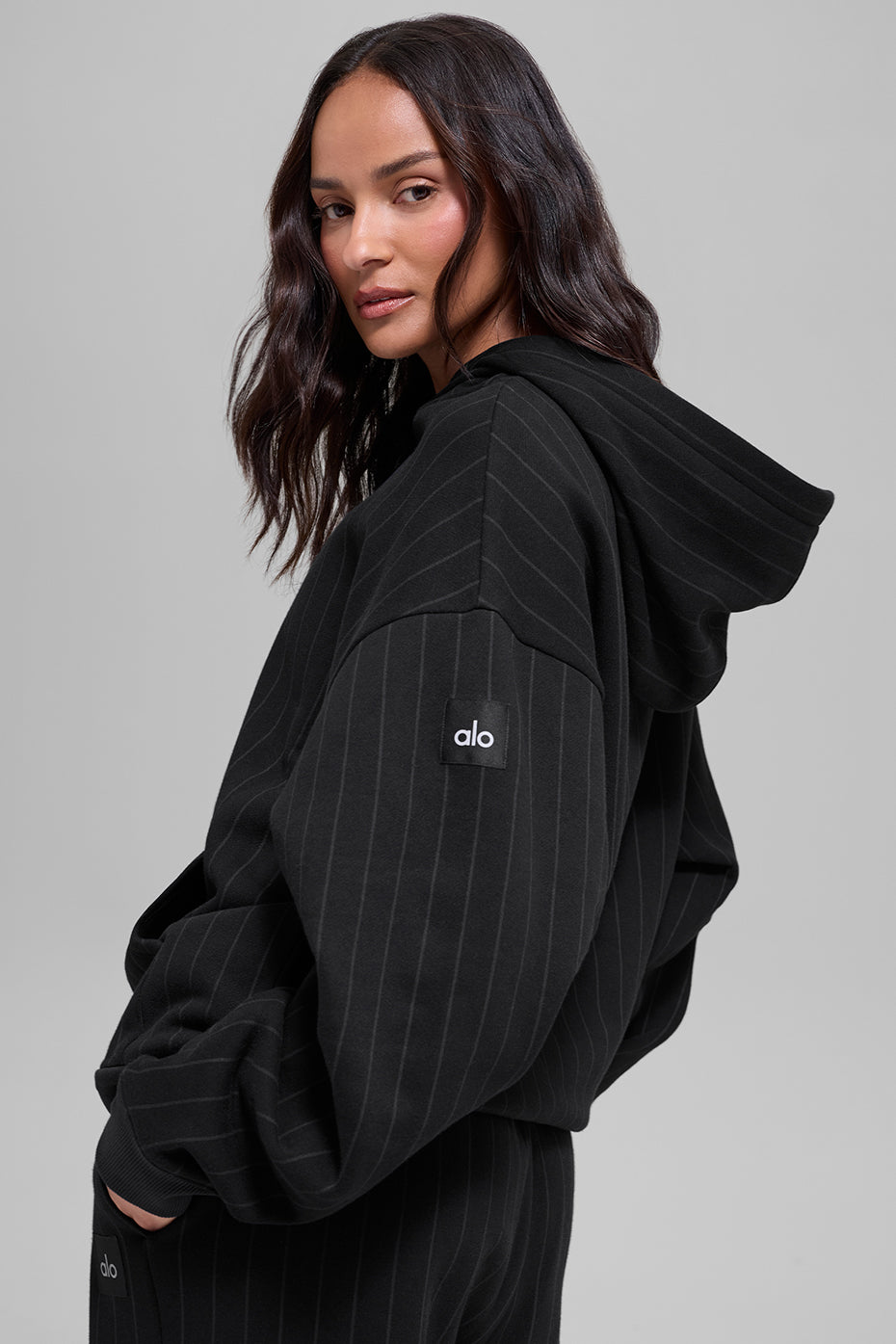 Pinstripe Hoodie - Black Pinstripe - Image 3