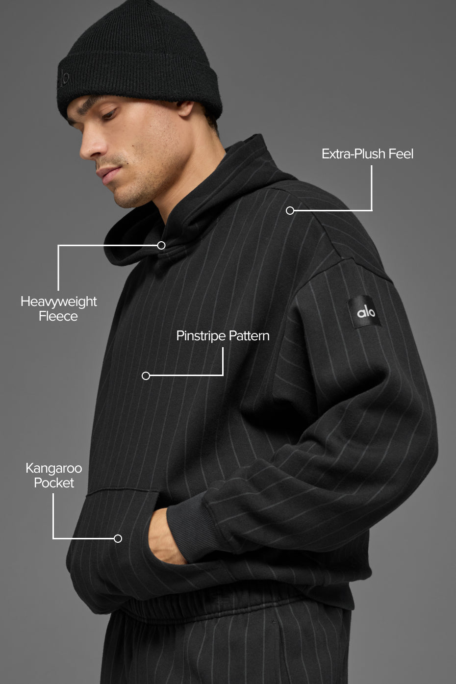 Pinstripe Hoodie - Black Pinstripe - Image 2