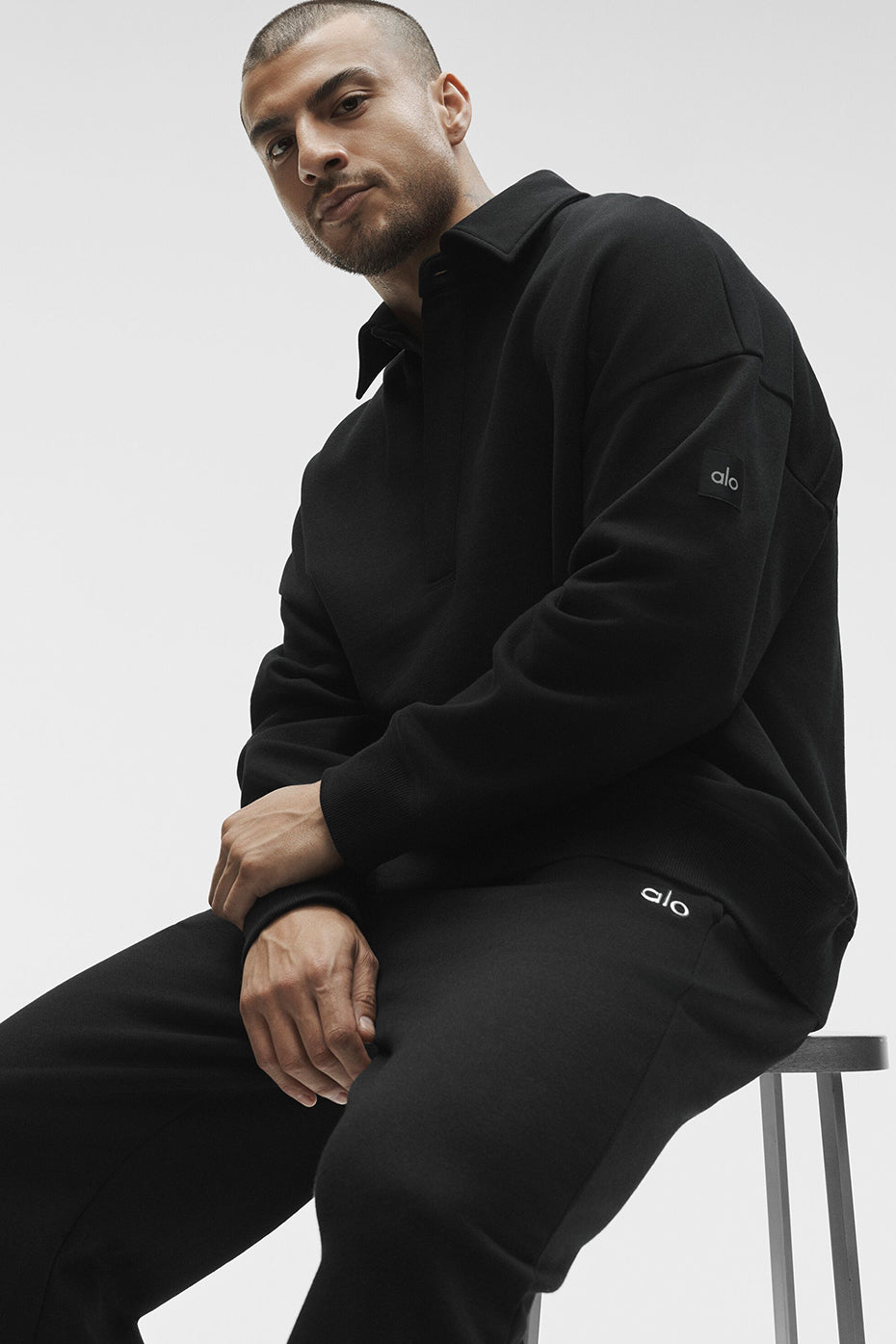 Take It Easy Long Sleeve Henley Pullover - Black - Image 4