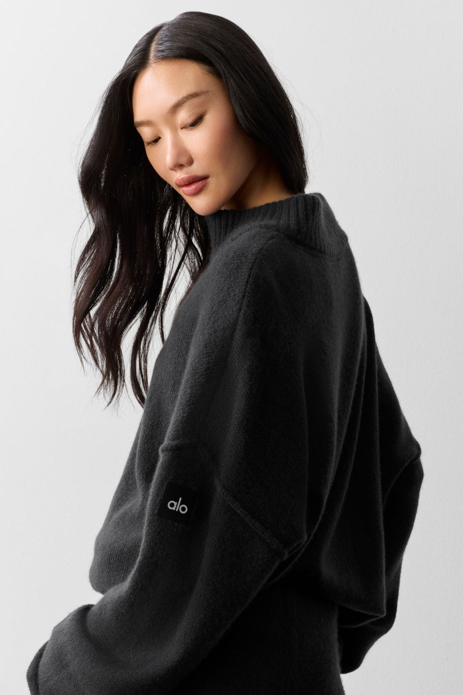 Wool Cashmere New Class 1/4 Zip Pullover - Black - Image 4