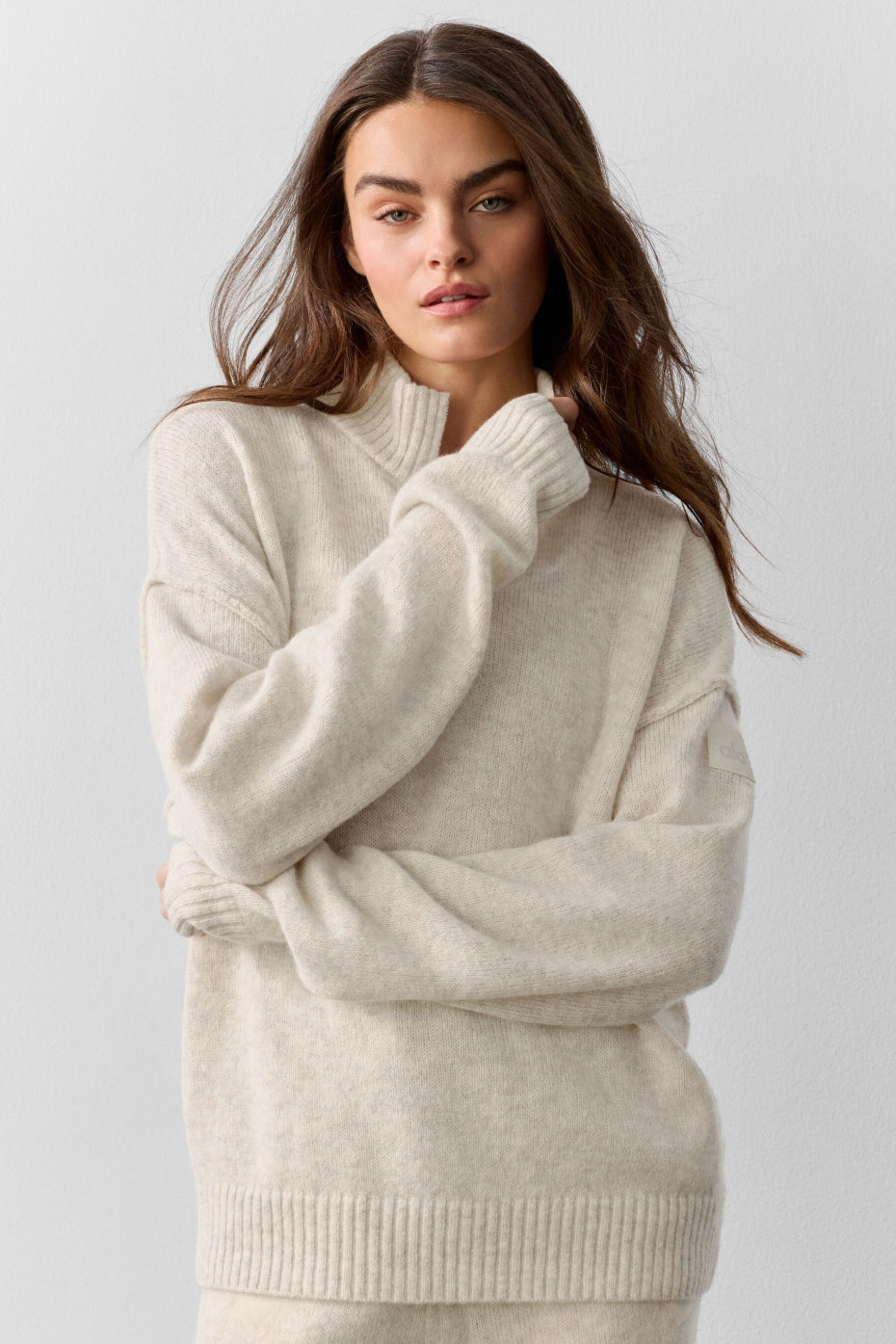 Wool Cashmere New Class 1/4 Zip Pullover - Oatmeal Heather - Image 3