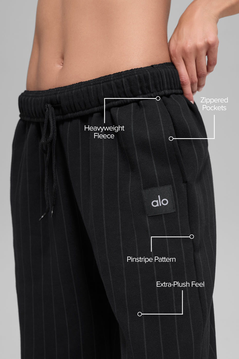 Pinstripe Straight Leg Sweatpant - Black Pinstripe - Image 2