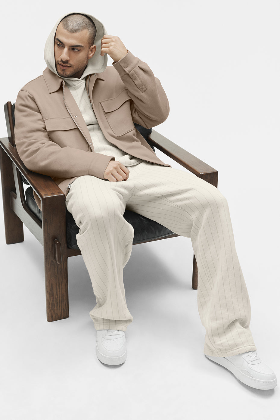 Pinstripe Straight Leg Sweatpant - Bone Pinstripe - Image 5