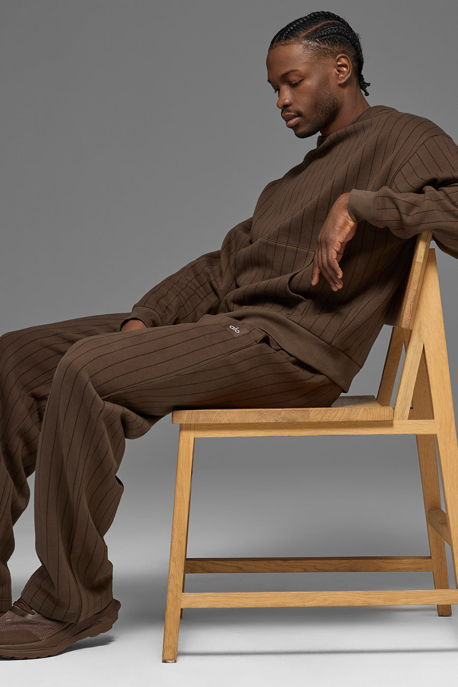 Pinstripe Straight Leg Sweatpant - Espresso Pinstripe - Image 5