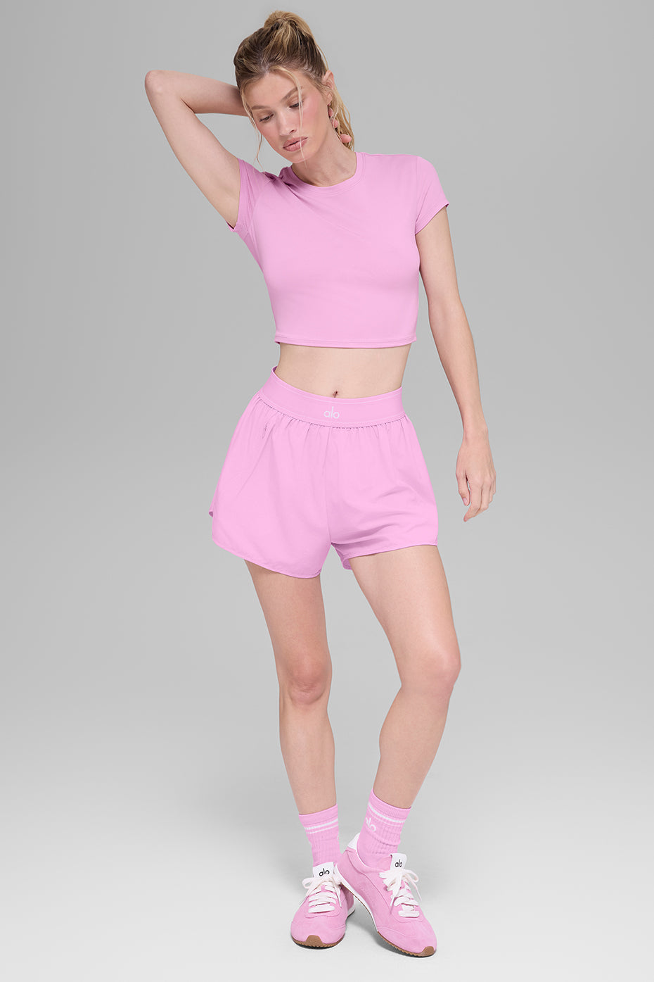 Alosoft Crop Finesse Short Sleeve - Candy Heart Pink - Image 4