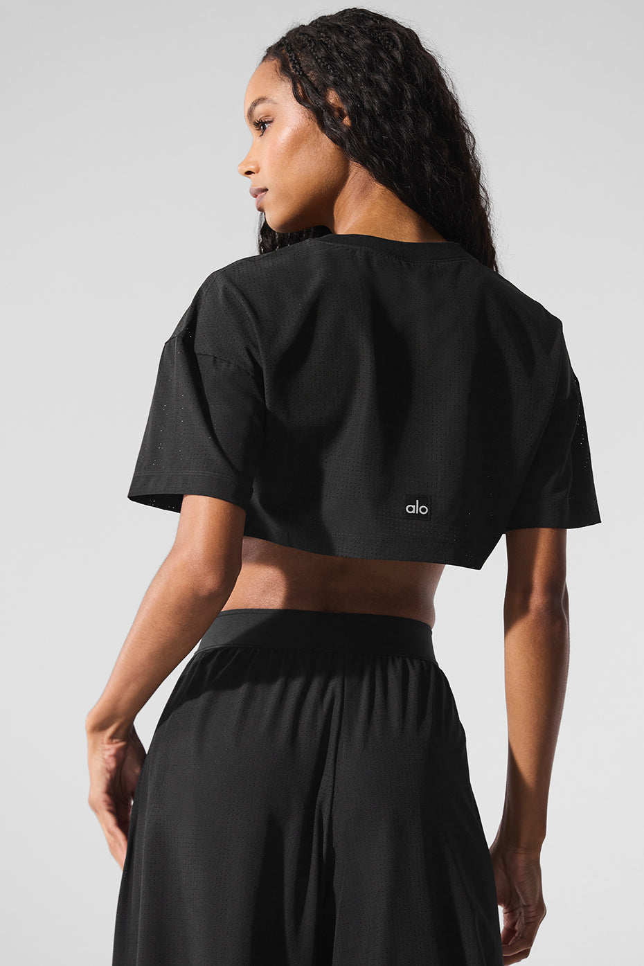 Mesh Cropped Mirage Tee - Black - Image 4