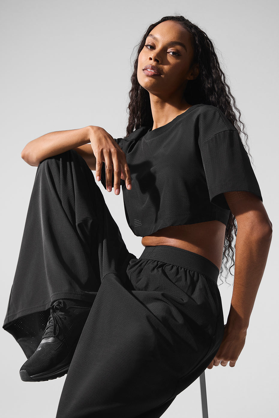 Mesh Cropped Mirage Tee - Black - Image 3