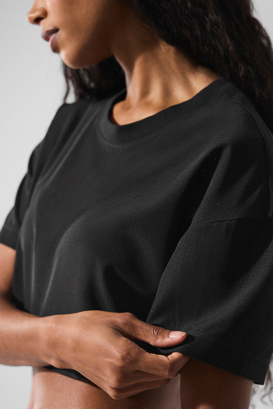 Mesh Cropped Mirage Tee - Black - Image 5
