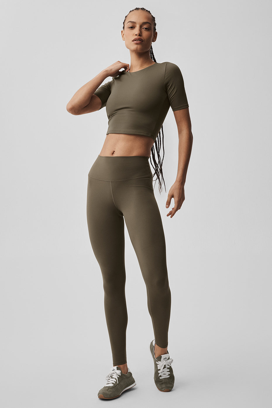 ALO Softsculpt Precision Half Sleeve Tee - Olive Tree - Image 5