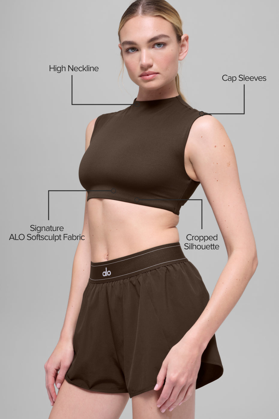 ALO Softsculpt Capped Out Short Sleeve - Espresso - Image 2