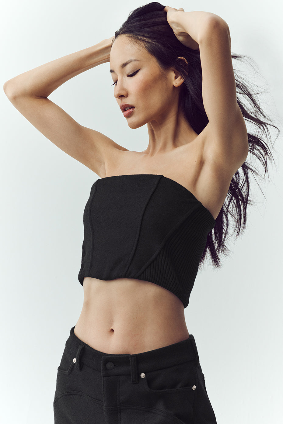 Wool Blend Nightcap Corset Top - Black - Image 3