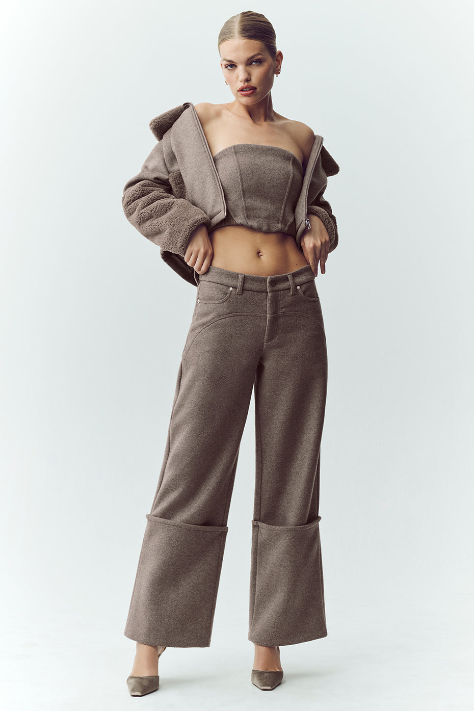 Wool Blend Nightcap Corset Top - Alpine Cocoa Heather - Image 4