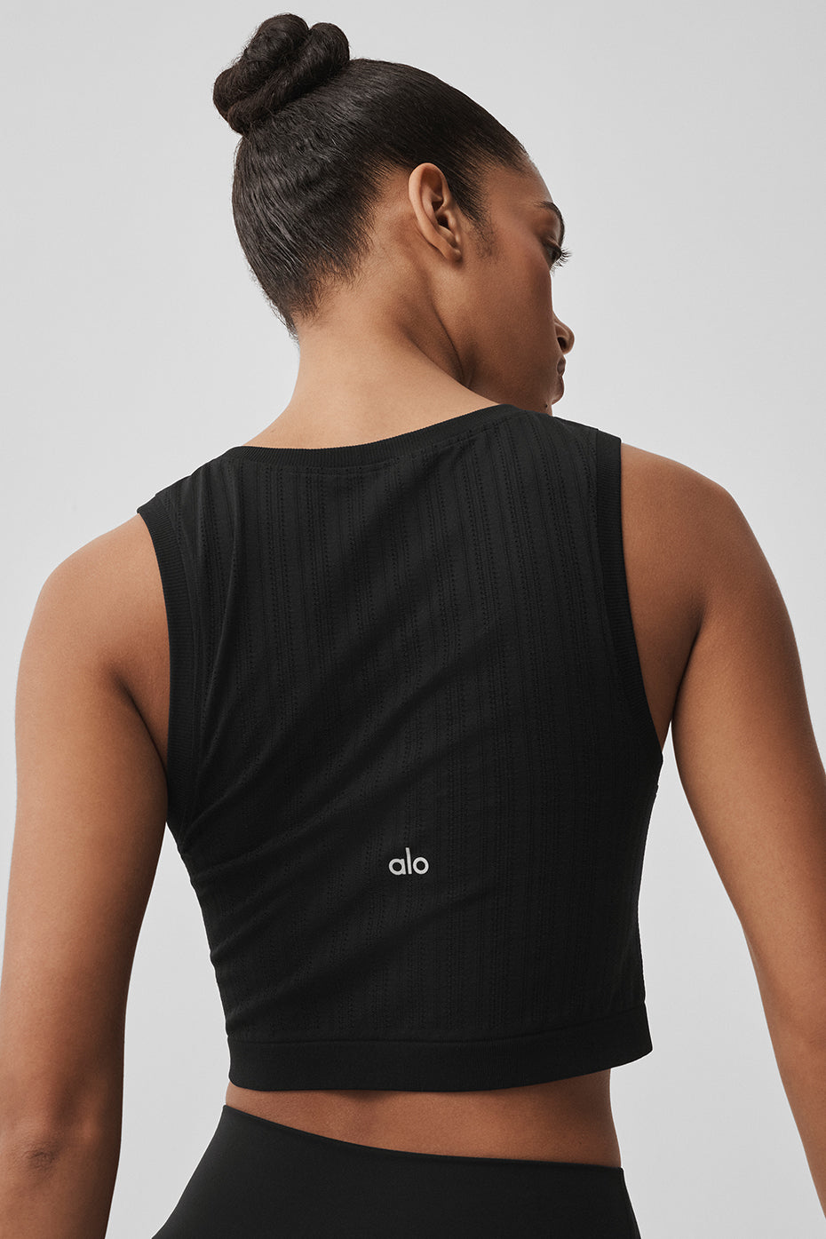 Seamless Pointelle Tank - Black - Image 4