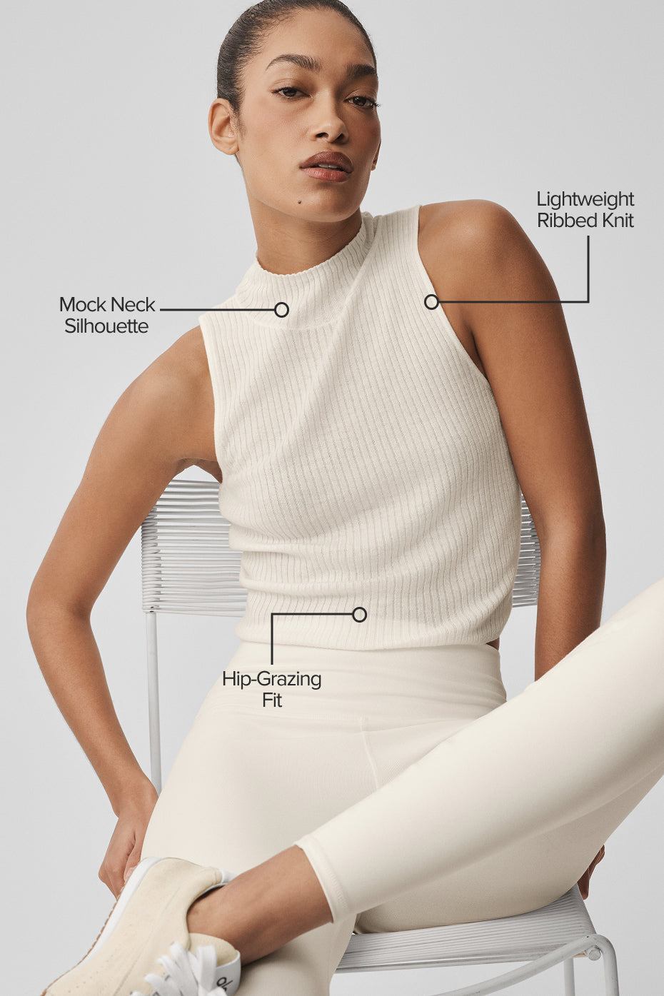 Sweater Knit Unwind Sleeveless Top - Ivory - Image 2