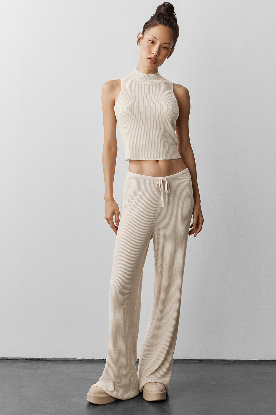 Sweater Knit Unwind Sleeveless Top - Oatmeal Heather - Image 4