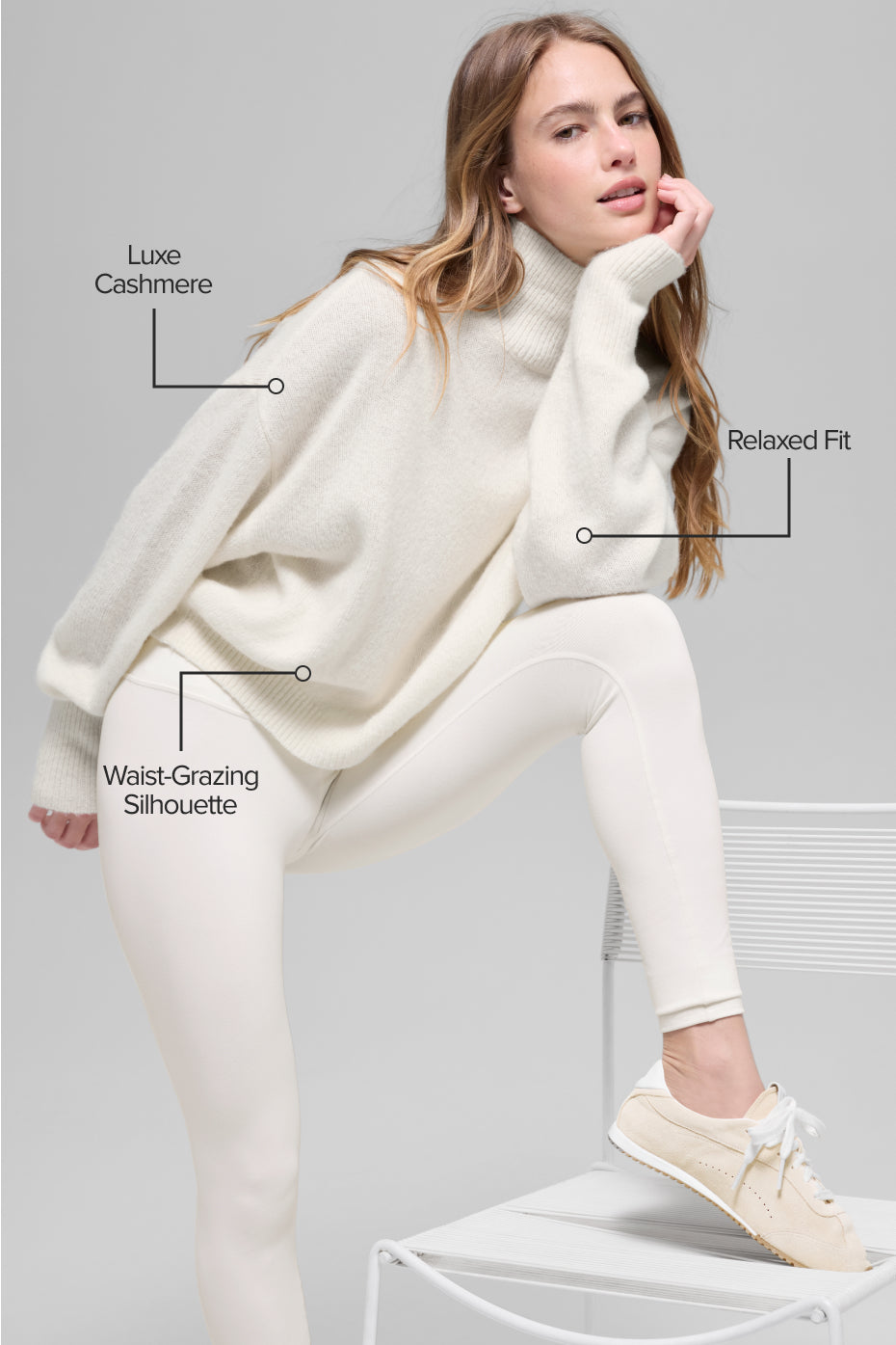 Wool Cashmere Cropped New Class Turtleneck Sweater - Ivory - Image 2