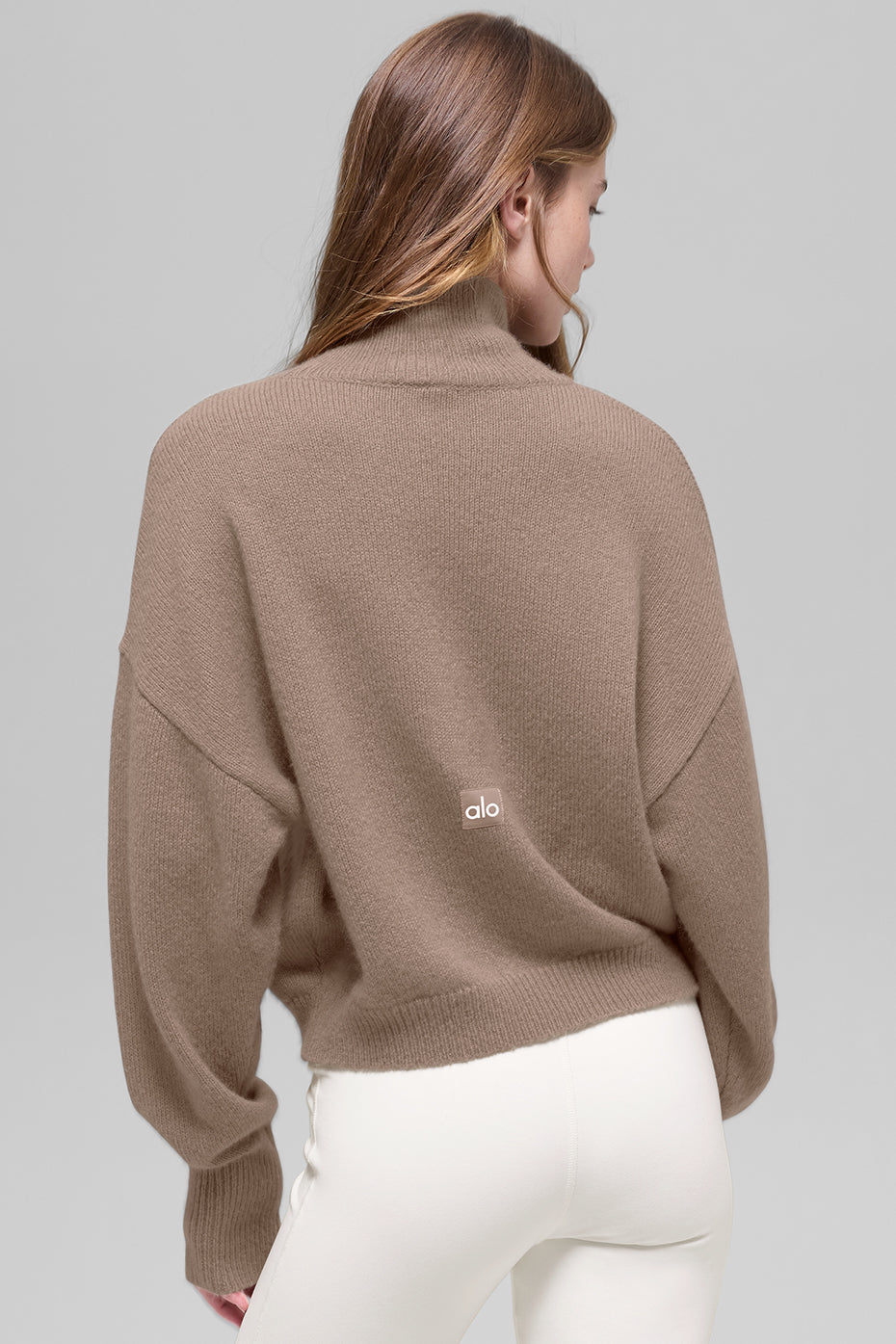 Wool Cashmere Cropped New Class Turtleneck Sweater - Chai Latte - Image 2