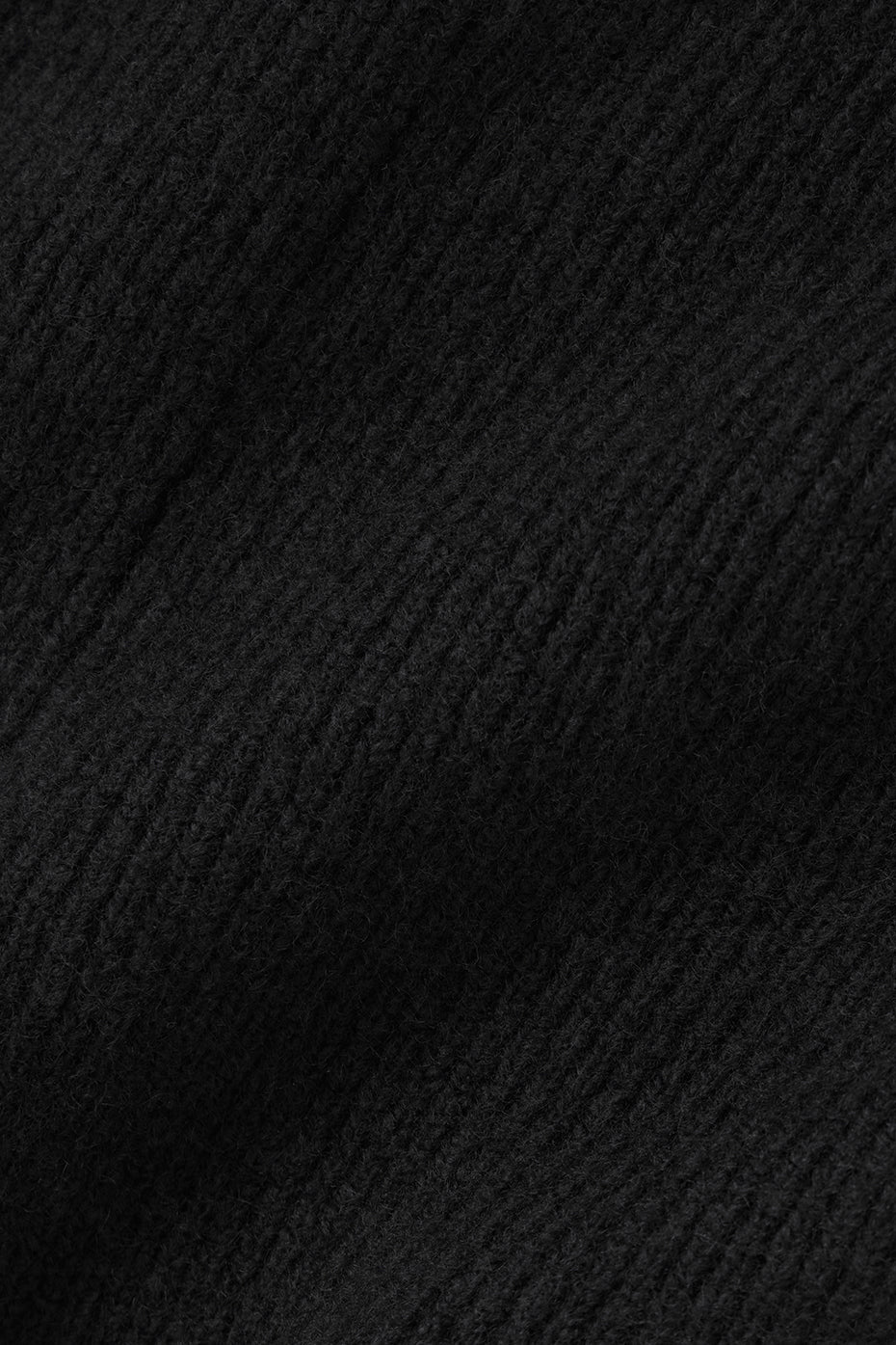 Wool Cashmere Ribbed Noble Full Zip Hoodie - Black - Image 6