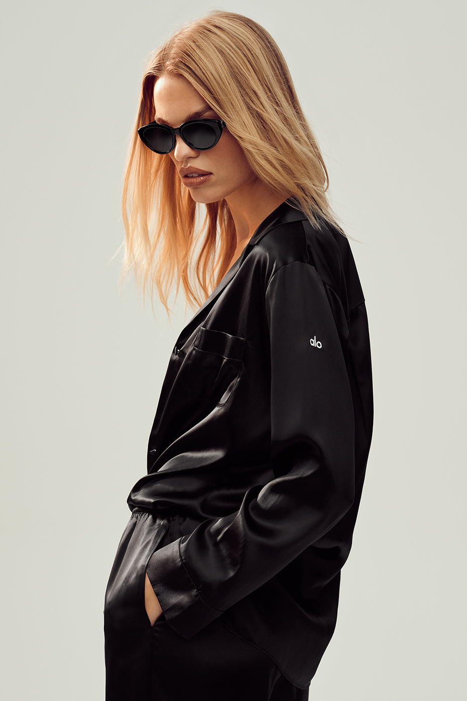 Silk Luminous Button Up - Black - Image 3
