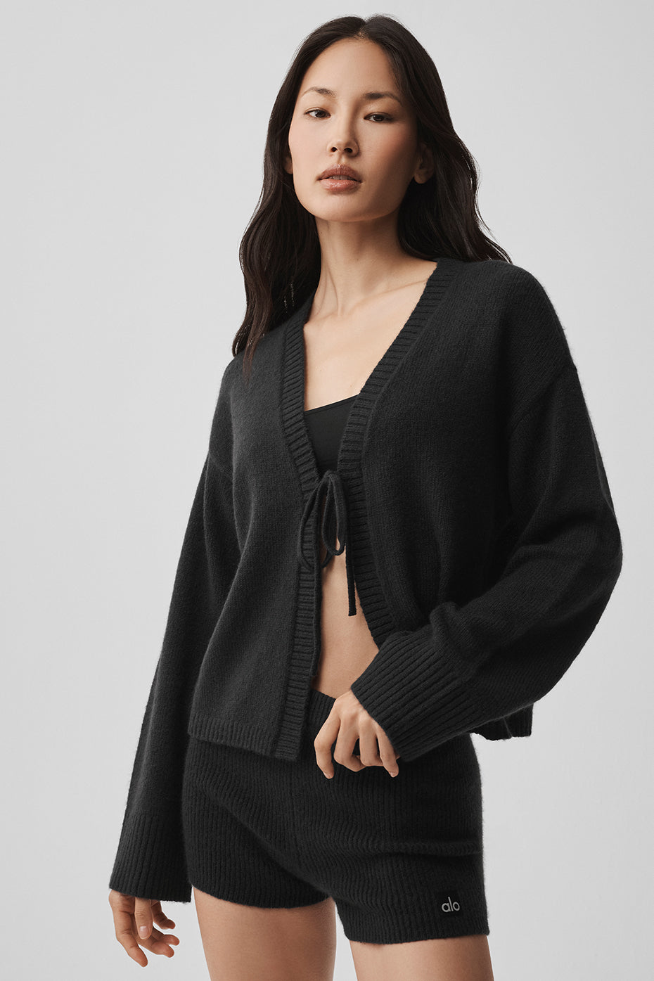 Wool Cashmere New Class Tie Cardigan - Black - Image 3