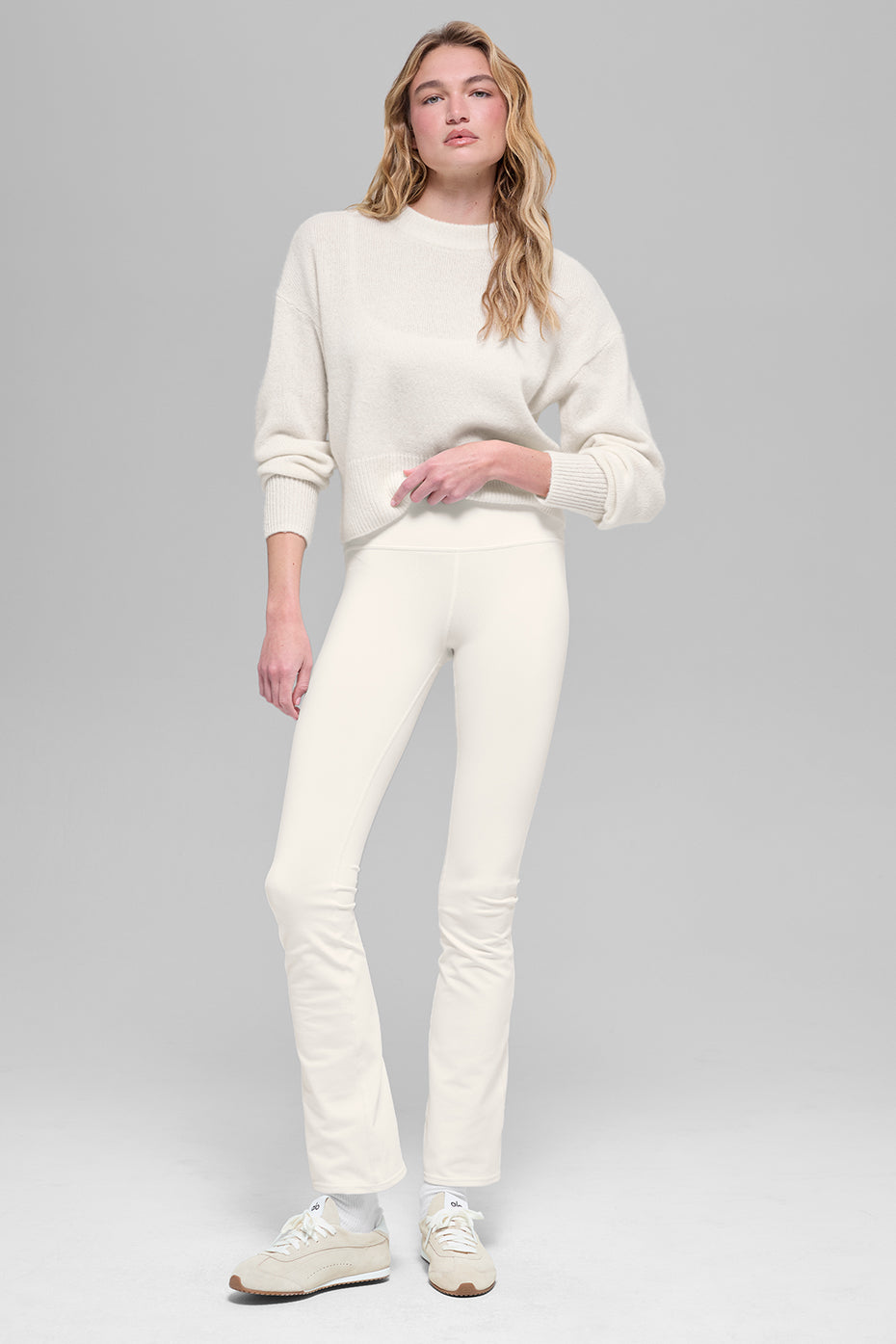 Wool Cashmere Cropped New Class Crewneck Sweater - Ivory - Image 4
