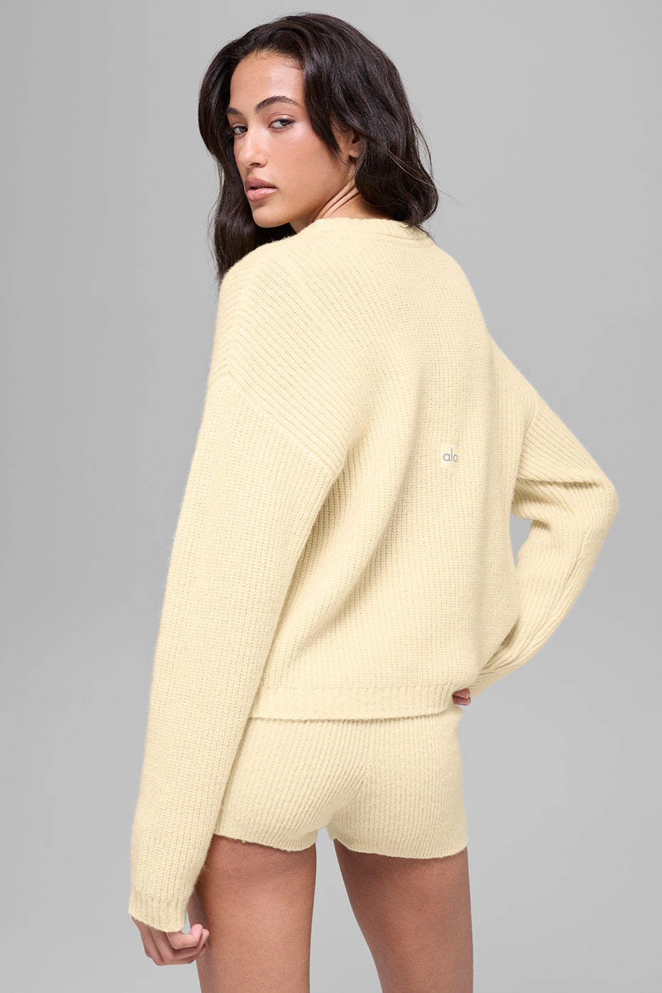 Wool Cashmere Ribbed Noble Crewneck Sweater - Candlelight Yellow - Image 2