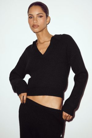 Cashmere Northstar Polo - Black