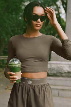 Alosoft Crop Finesse Long Sleeve - Olive Tree